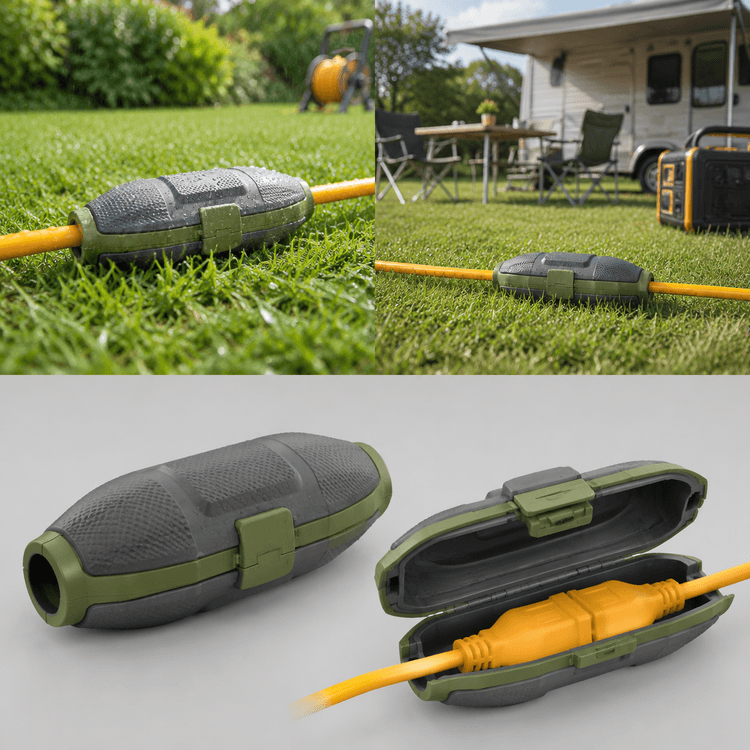 Plug Connector Cover Pair — Two rubber covers that seal the join where two leads plug together.
